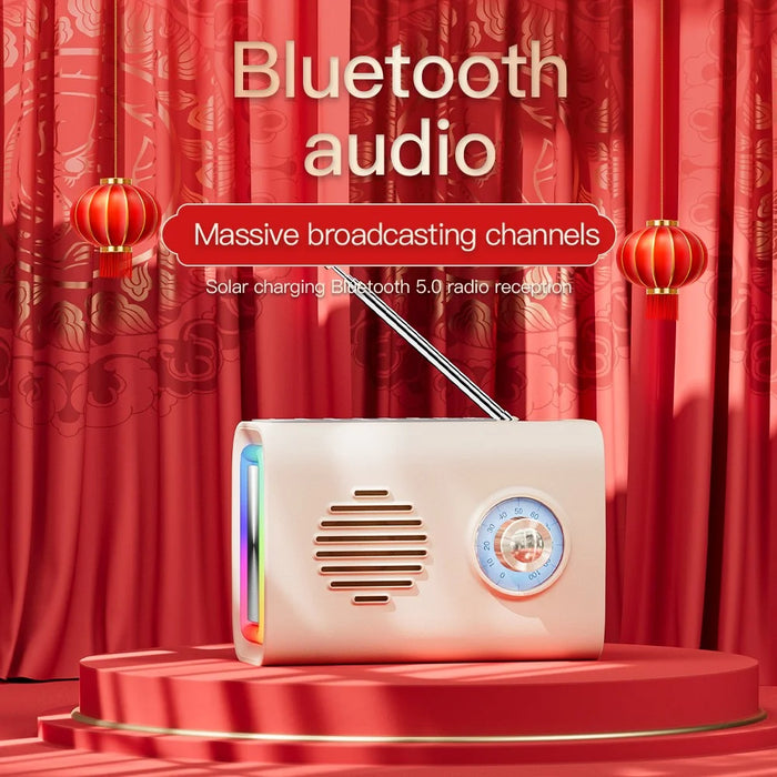 P36 Outdoor Solar Powered Radio Portable Bluetooth-compatible Speaker with RGB Light - Beige - 3