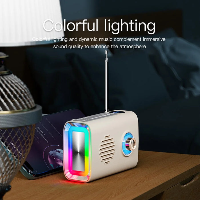 P36 Outdoor Solar Powered Radio Portable Bluetooth-compatible Speaker with RGB Light - Beige - 6