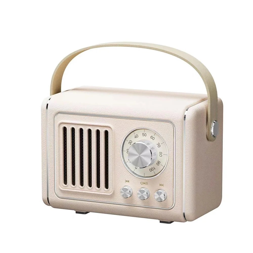 P19 Portable Bluetooth-compatible Speaker with FM Radio / Handle Wireless Music Subwoofer - Beige - 1