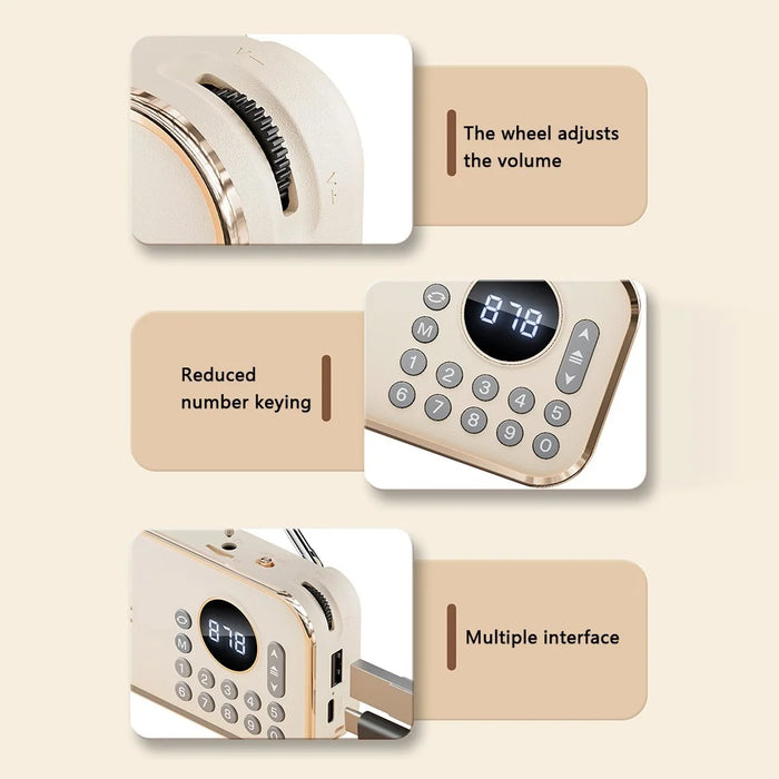 P35 Portable Bluetooth-compatible 5.0 FM Radio with 3.5mm Audio Cable Retro Speaker Support TF Card U Disk - Beige - 7