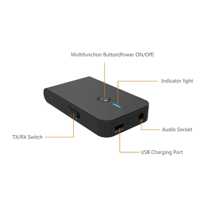 BT-6 2-in-1 Bluetooth-compatible Adapter Bluetooth-compatible 5.0 Transmitter Receiver TX/RX with 3.5mm Stereo Interface - 7