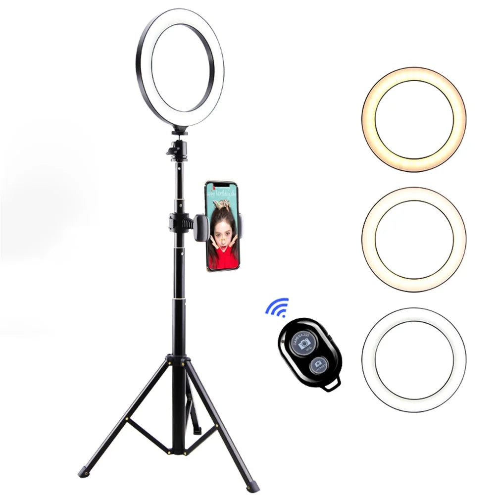 LATZZ T9 Ring Photography Fill Light Set [Ring Light+Tripod Stand+Phone Bracket+Bluetooth-compatible Remote Controller] - 1