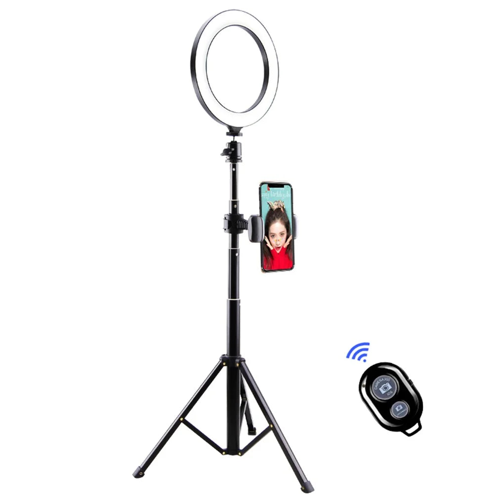 LATZZ T9 Ring Photography Fill Light Set [Ring Light+Tripod Stand+Phone Bracket+Bluetooth-compatible Remote Controller] - 6