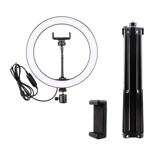 LATZZ 160cm Self-timer Tripod + 26cm Photography Ring Light Built-in Phone Clip - 1