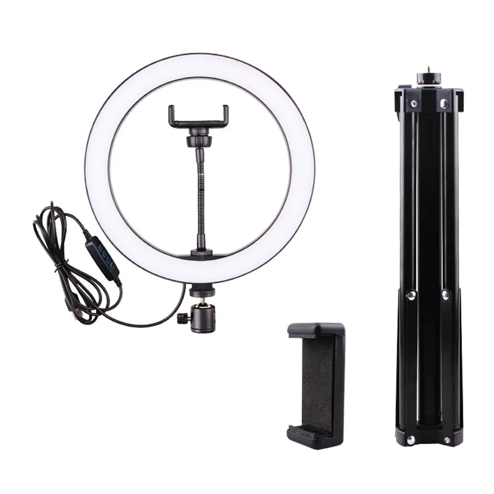 LATZZ 160cm Self-timer Tripod + 26cm Photography Ring Light Built-in Phone Clip - 1