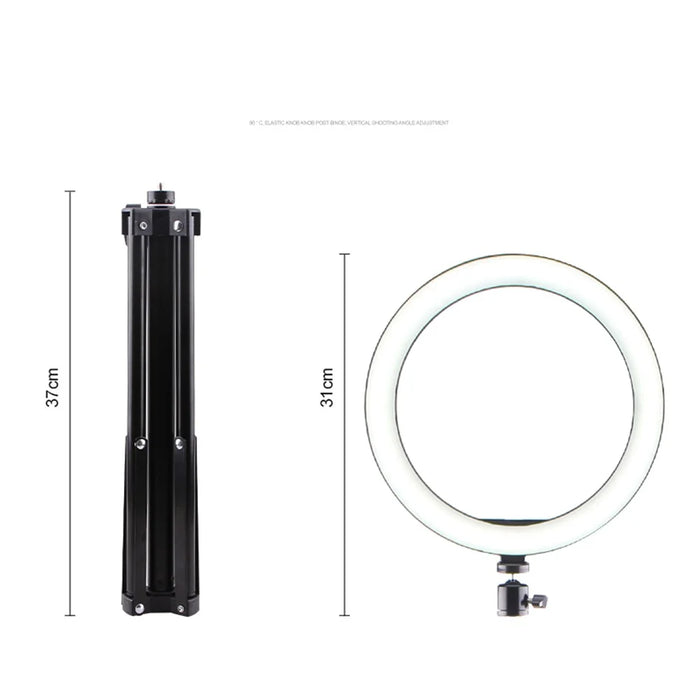 LATZZ 160cm Self-timer Tripod + 26cm Photography Ring Light Built-in Phone Clip - 3