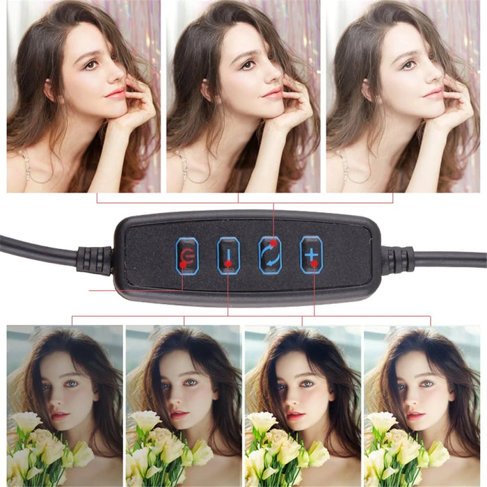 LATZZ 160cm Self-timer Tripod + 26cm Photography Ring Light Built-in Phone Clip - 5