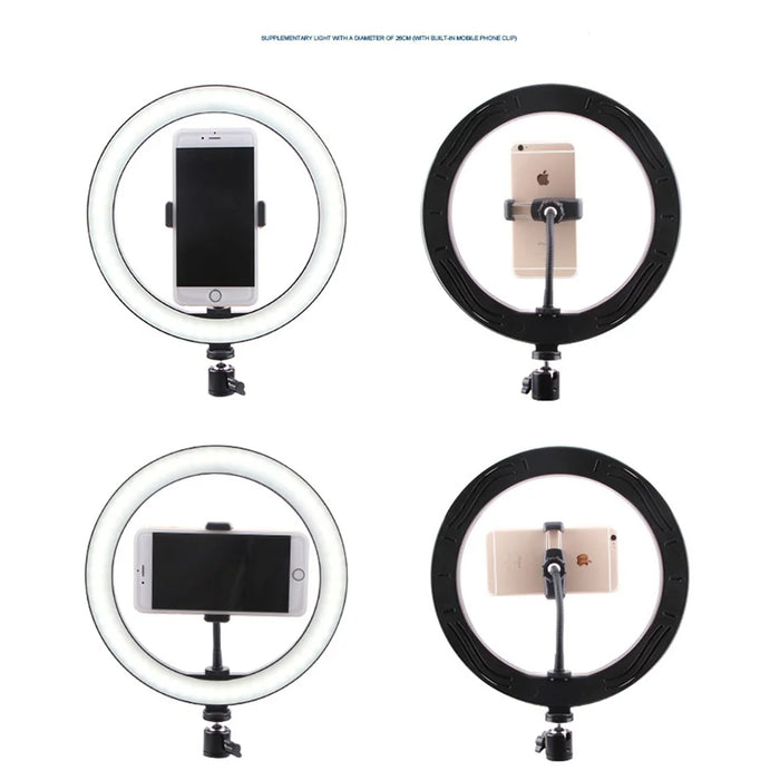 LATZZ 160cm Self-timer Tripod + 26cm Photography Ring Light Built-in Phone Clip - 7