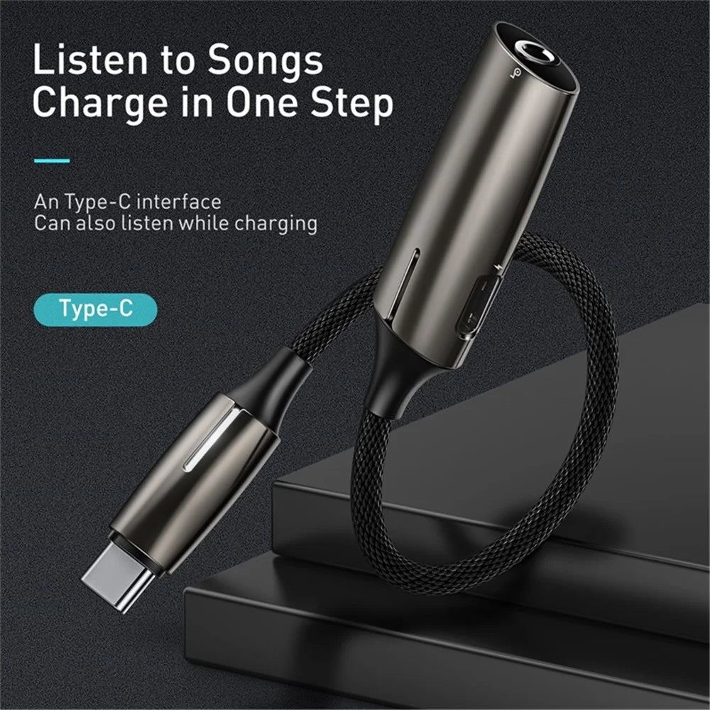 BASEUS CW-YMS L60S 2-in-1 Type-C Male to Type-C & 3.5mm Female Adapter - 2
