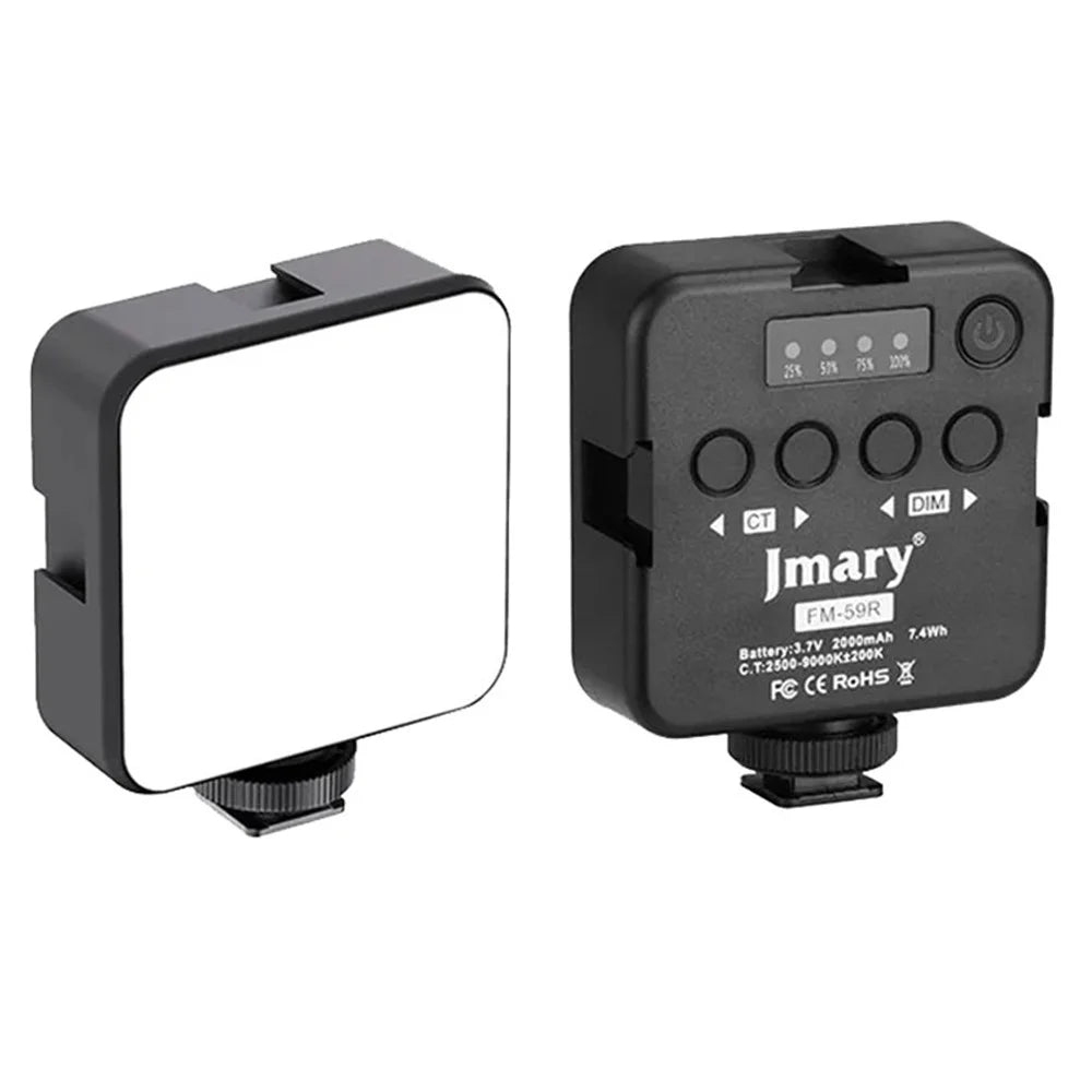 JMARY FM-59R Dimmable Video Recording Mini Fill Light with 3 Cold Shoe Mounts - 1