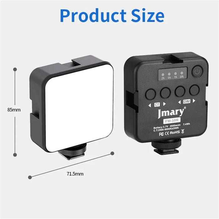 JMARY FM-59R Dimmable Video Recording Mini Fill Light with 3 Cold Shoe Mounts - 7