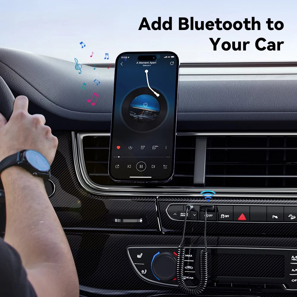 ESSAGER EBT-LF01-P Car Bluetooth-compatible Receiver Spring Cord 3.5mm AUX Car Audio Wireless Adapter - 3