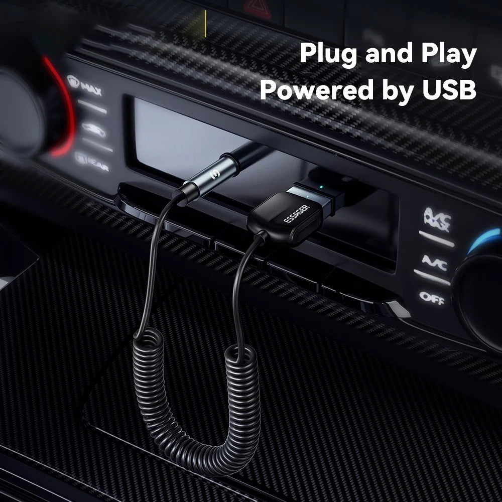ESSAGER EBT-LF01-P Car Bluetooth-compatible Receiver Spring Cord 3.5mm AUX Car Audio Wireless Adapter - 4