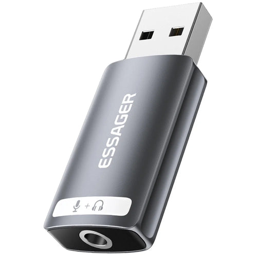 ESSAGER USB to Single 3.5mm Audio Adapter Headset External Stereo Sound Card Converter - 1