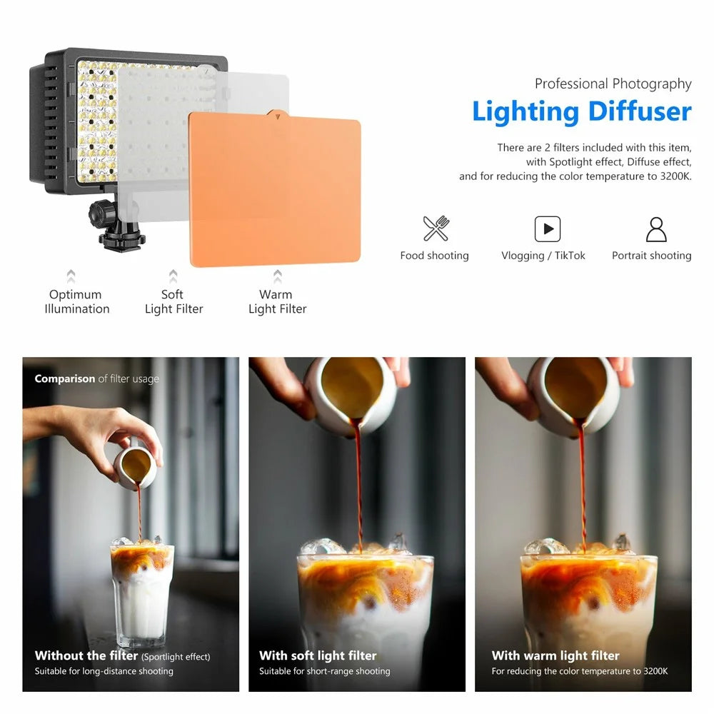 NEEWER CN-160 Dimmable 160-LED Ultra High Power Panel Digital Camera  /  Camcorder Video Light - 6