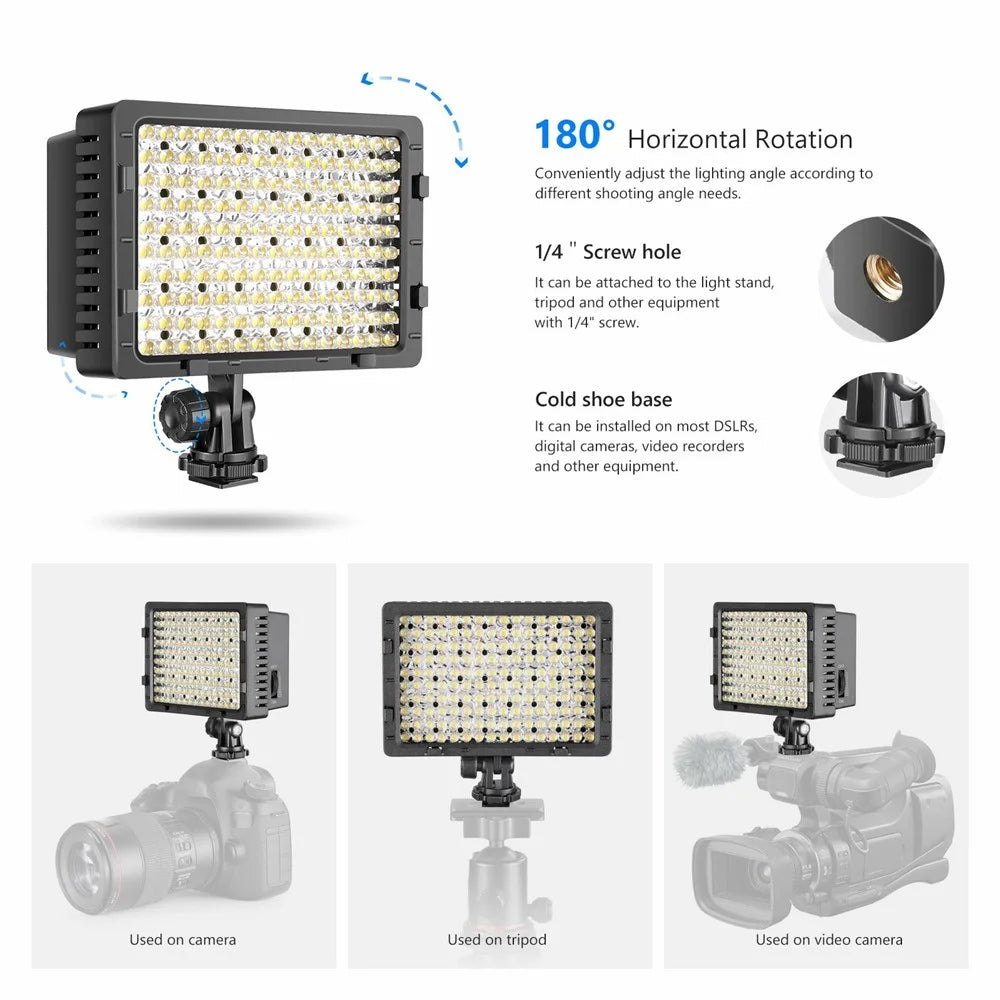 NEEWER CN-160 Dimmable 160-LED Ultra High Power Panel Digital Camera  /  Camcorder Video Light - 7