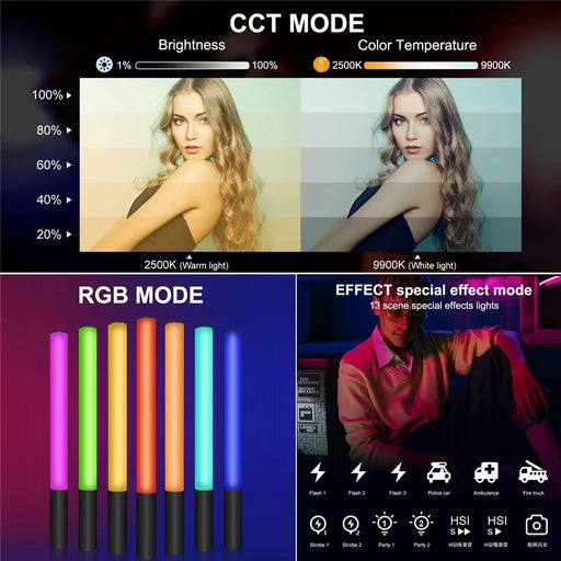 PULUZ PU635 Handheld RGB LED Light Stick 2500-9000K 13 Effects Full Color Photography Video Fill Light - 2