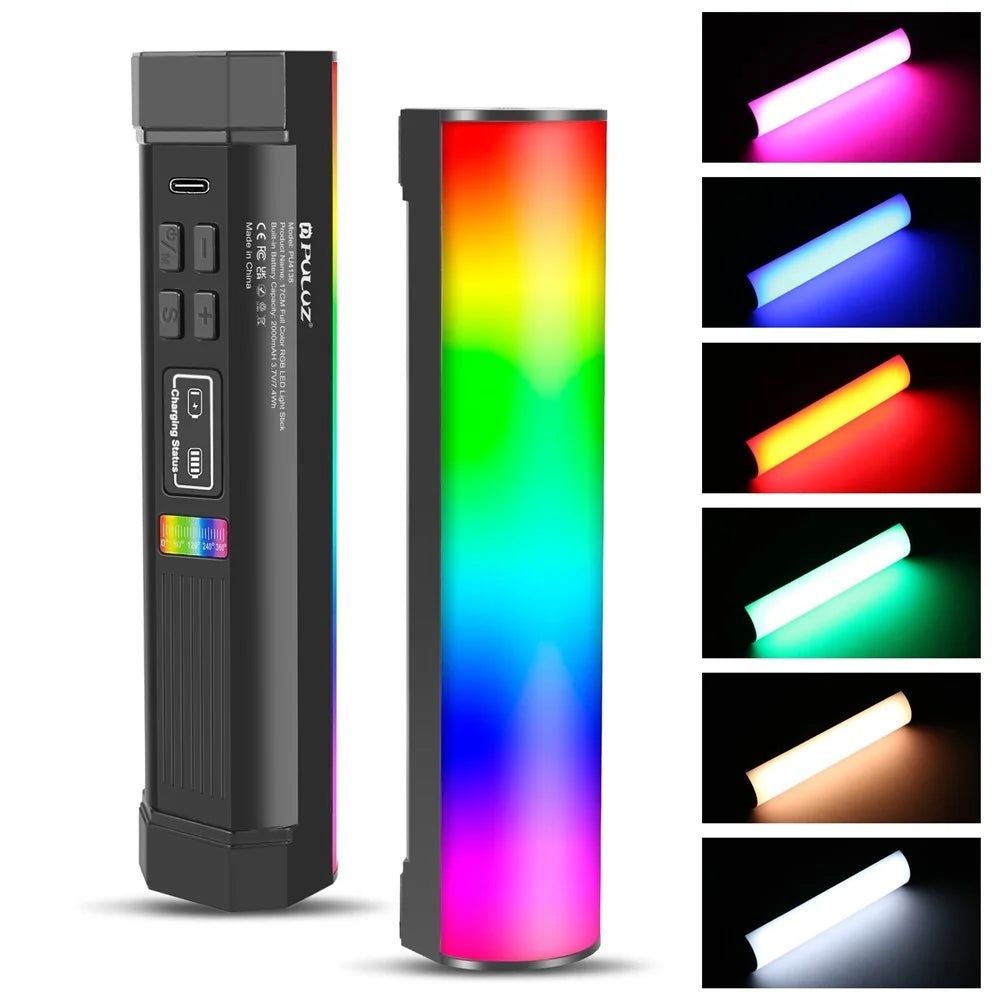 PULUZ PU4138 17cm Portable RGB Light Stick Magnetic LED Tube Light Wand 6W Photography Fill Light - 1