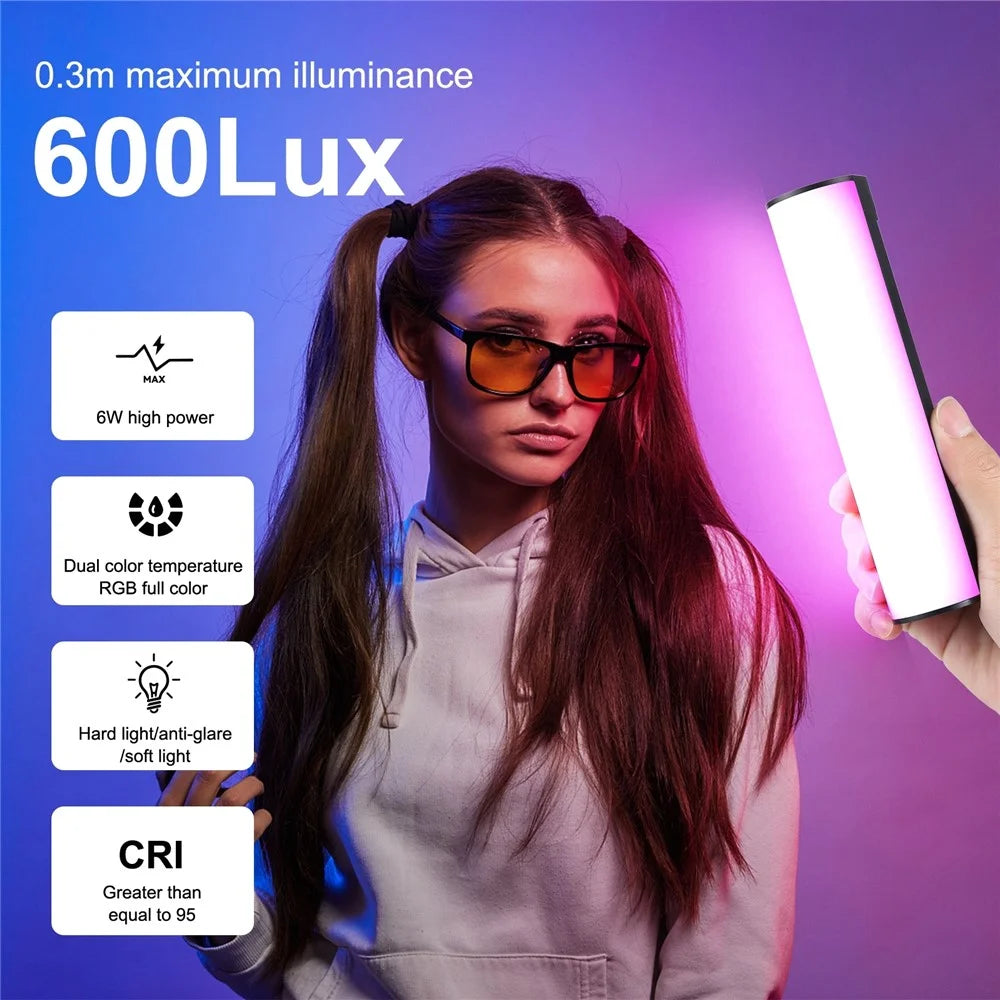 PULUZ PU4138 17cm Portable RGB Light Stick Magnetic LED Tube Light Wand 6W Photography Fill Light - 7