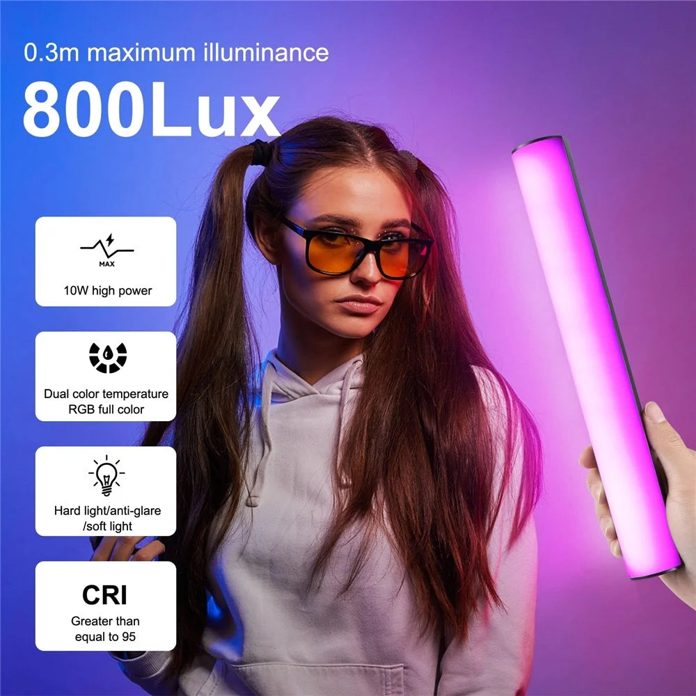 PULUZ PU4139 30cm Portable RGB Light Stick Magnetic LED Tube Light Wand 10W Photography Fill Light - 7