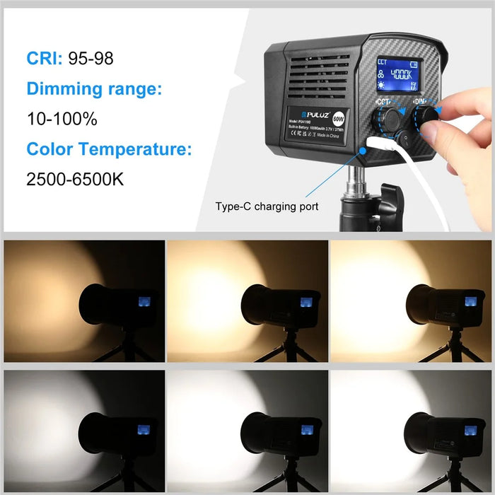 PULUZ PU4119B 60W COB Handheld Photography Vlog Light Video Recording Dual Color Temperature Fill Light - 5