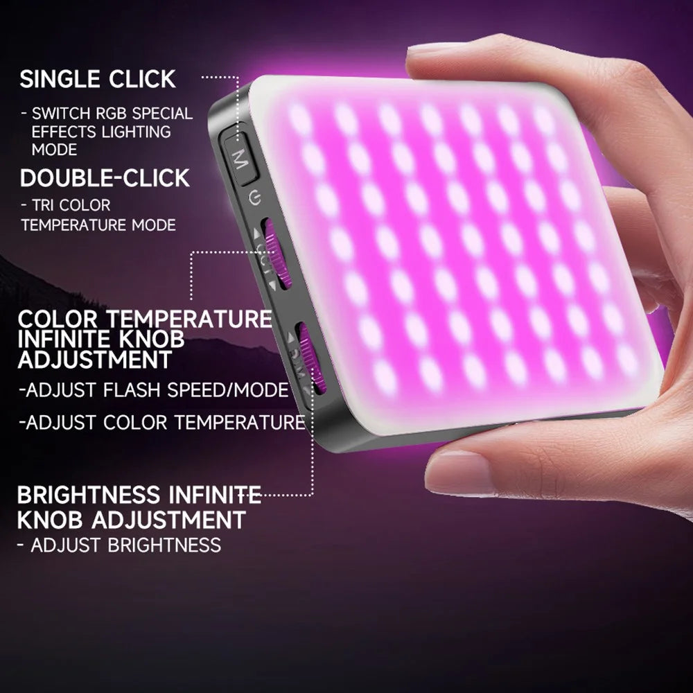 D10S 10 Dynamic Effects Pocket Light 180 Degree Adjustable RGB LED Fill Light - 5