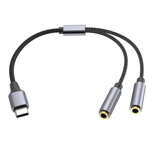 25cm Type-C to 3.5mm Audio Splitter Cable Headphone Adapter for Smartphone Computer - 1