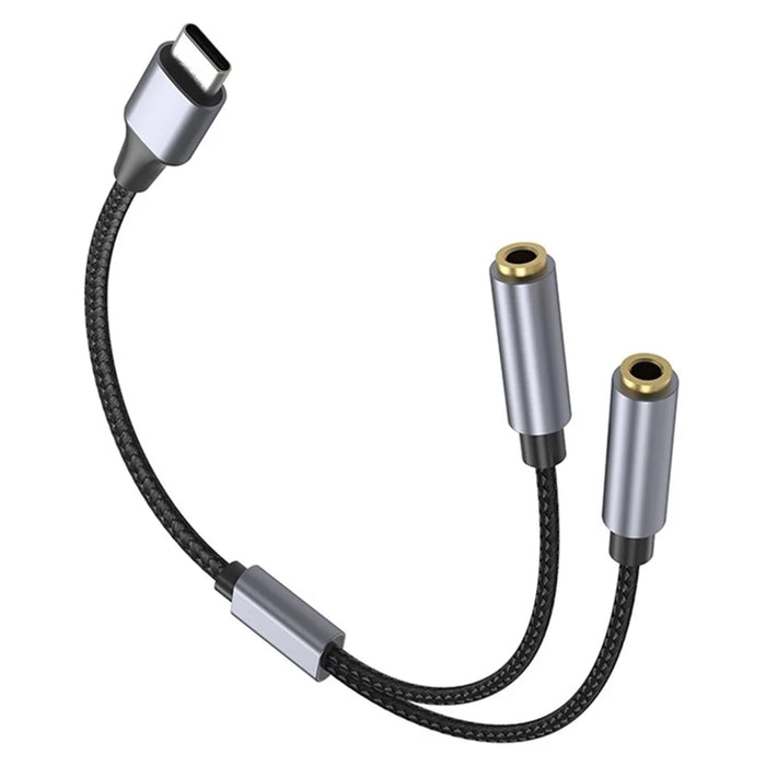 25cm Type-C to 3.5mm Audio Splitter Cable Headphone Adapter for Smartphone Computer - 3