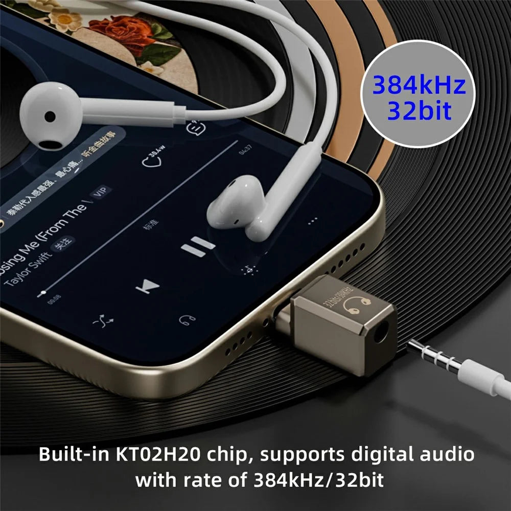 UC-075-DA USB-C to 3.5mm DAC Audio Adapter 384kHz KT02H20 Chip Aluminum Alloy Converter for Laptop / Tablet / Phone - 6