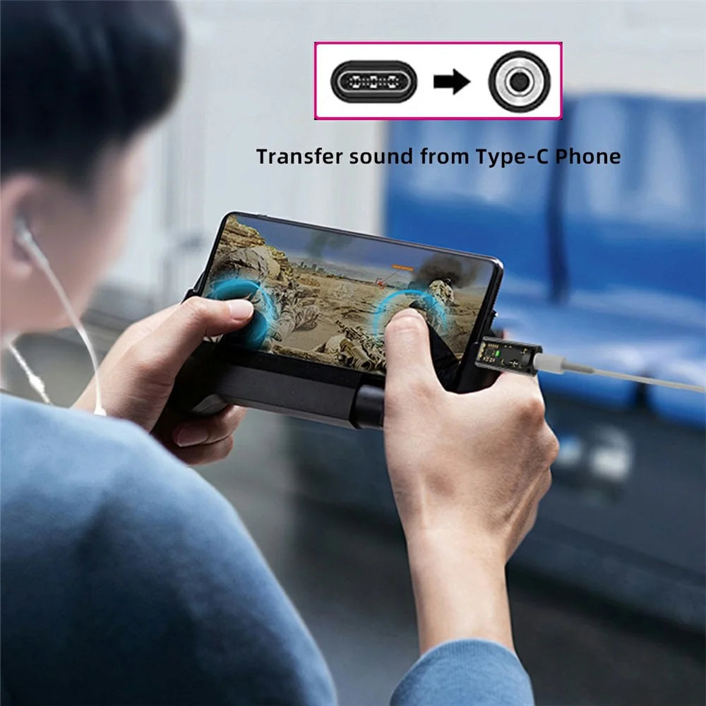 UC-075-TR 2Pcs USB-C to 3.5mm Audio AUX AB136D Chip Transparent Adapter for Laptop Tablet Phone - 5