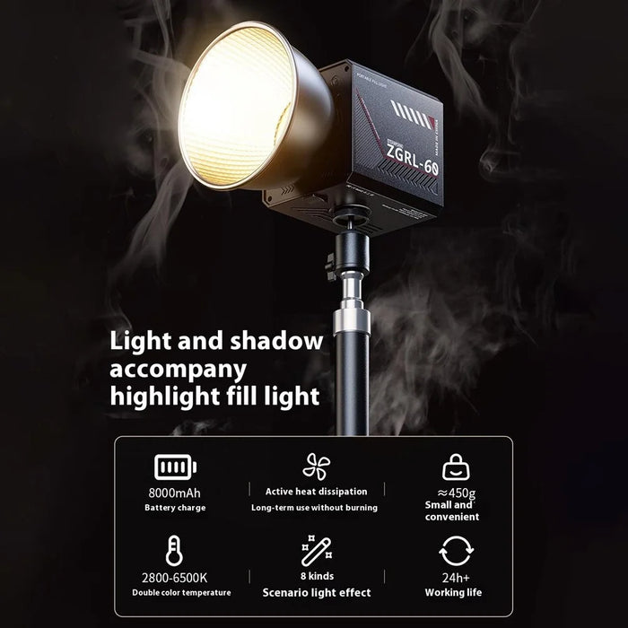 ZGRL60 Handheld LED Video Light High Power Fill Light Professional Photography Video Shooting Stage Light - 2