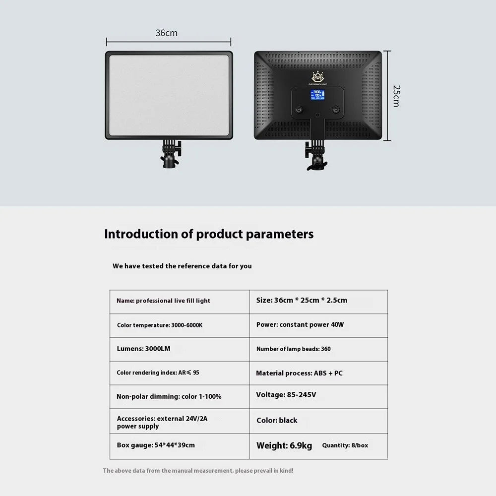A111 LED Photography Light Panel Fill Light Live Streaming Video Soft Light - EU Plug - 7