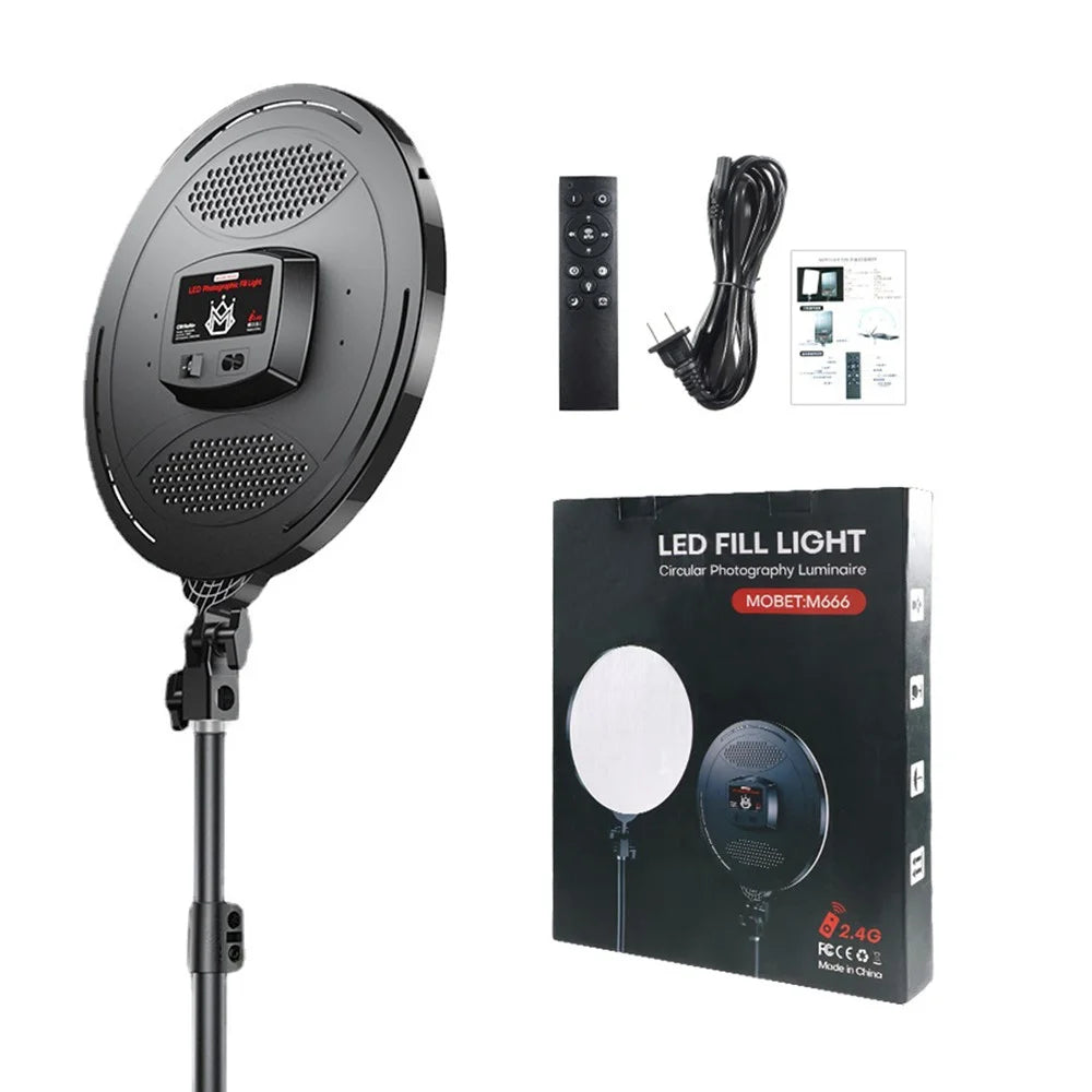 M666 14 Inch Dimmable LED Round Panel Light Jewelry Food Still Life Photography Fill Light - EU Plug - 1