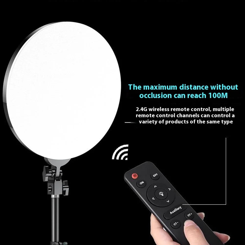 M666 14 Inch Dimmable LED Round Panel Light Jewelry Food Still Life Photography Fill Light - EU Plug - 2