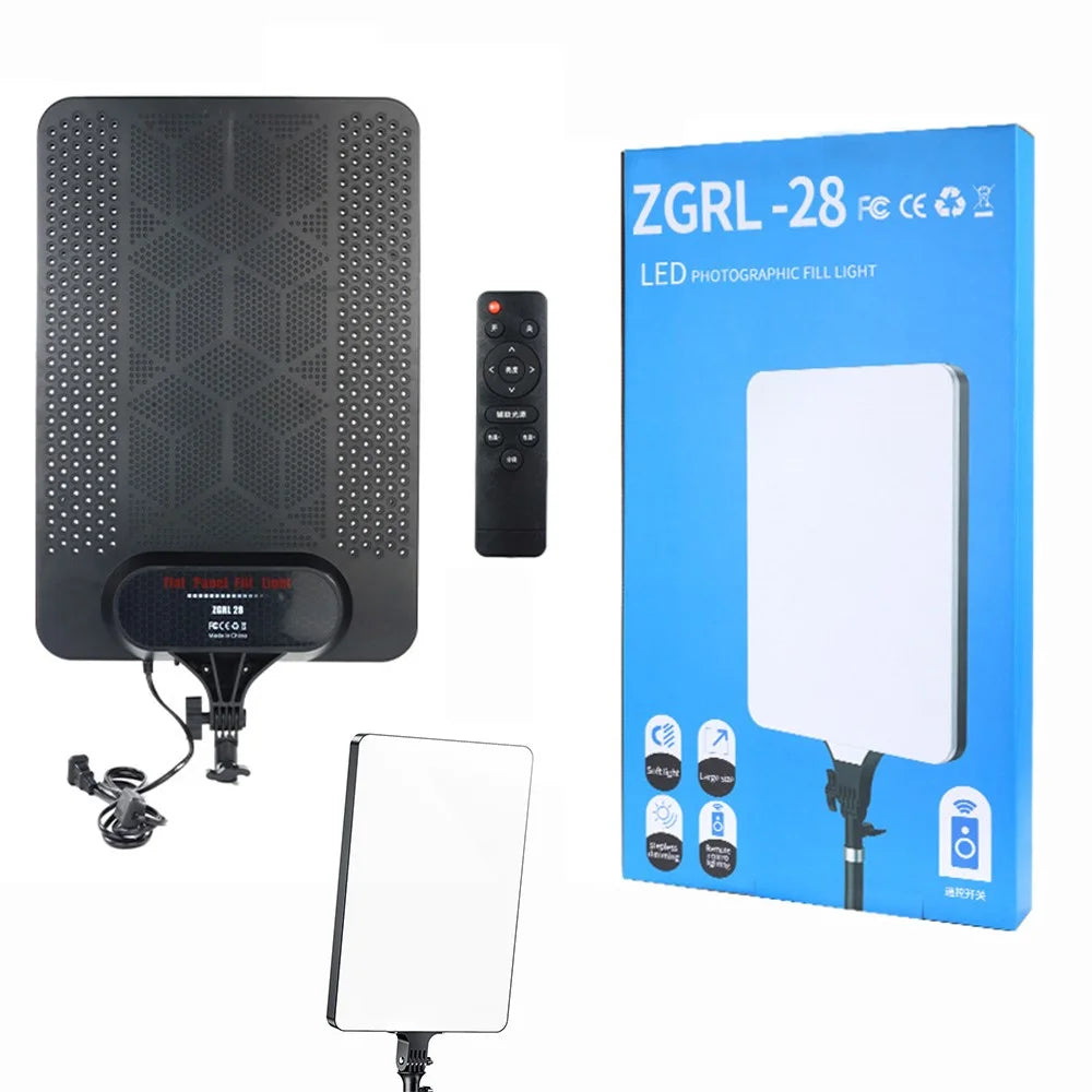 RL-28A 24 Inch Rectangle LED Panel Light Photography Lamp for Live Streaming Studio Product Shooting - EU Plug - 1