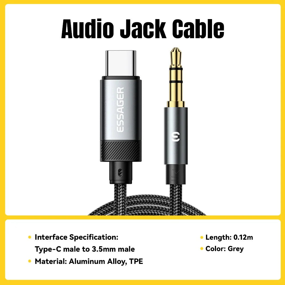 ESSAGER ES-YP22 Type-C to 3.5mm Audio Adapter Cable for Phones / Tablets Reversible Connector - 2