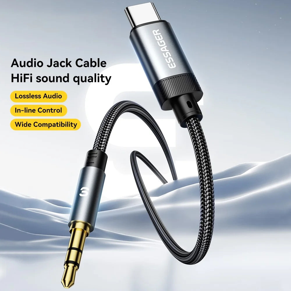 ESSAGER ES-YP22 Type-C to 3.5mm Audio Adapter Cable for Phones / Tablets Reversible Connector - 5