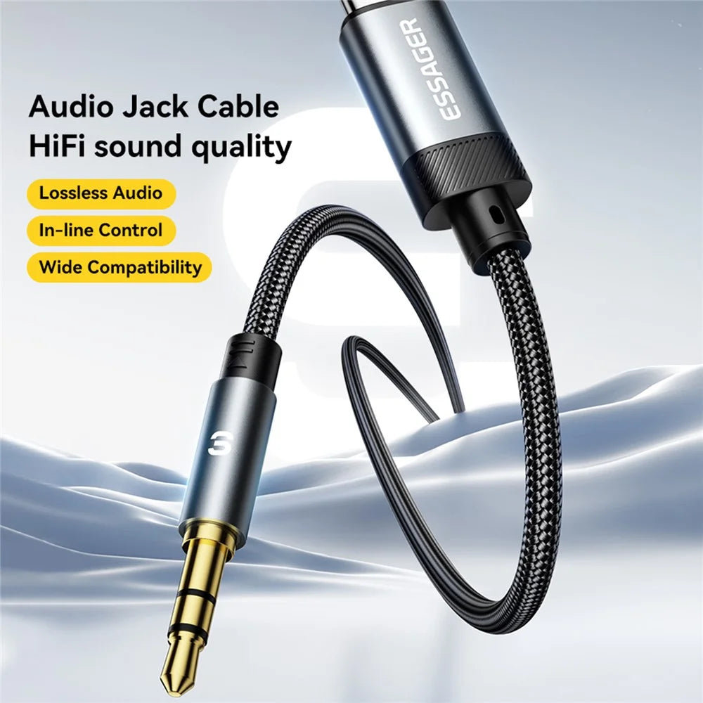 ESSAGER ES-YP22 USB-A Male to 3.5mm Male Audio Adapter Cable for Apple / Android Headphones - 3