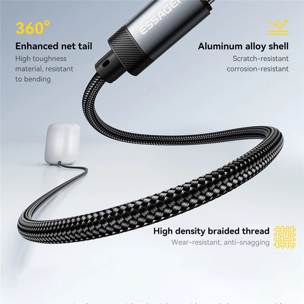 ESSAGER ES-YP22 USB-A Male to 3.5mm Male Audio Adapter Cable for Apple / Android Headphones - 4