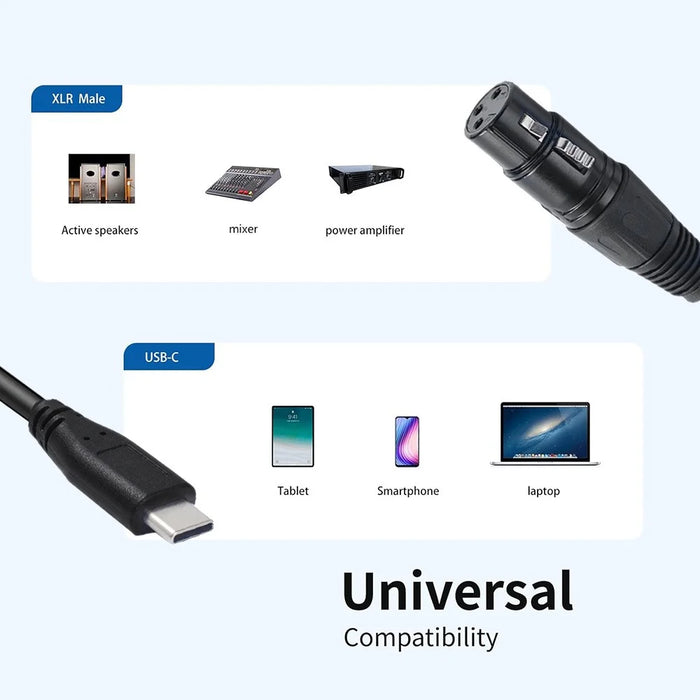 JUNSUNMAY 1m Type-C Male to XLR Male Cable Microphone Audio Adapter for Mobile Phones  /  Tablets  /  Laptops  /  Computers - 4