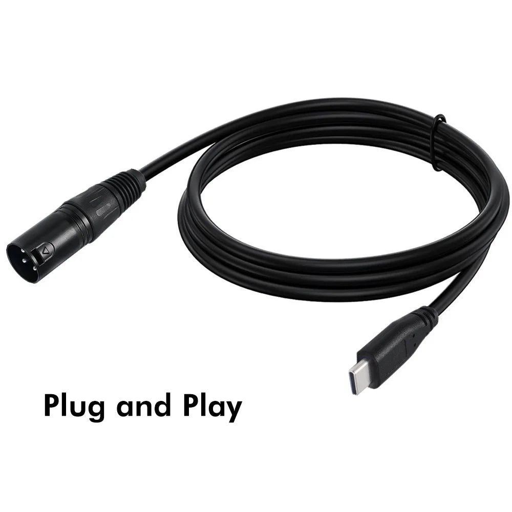 JUNSUNMAY 1m Type-C Male to Female XLR Microphone Audio Cable Adapter for Mobile Phone / Tablet / Laptop - 3