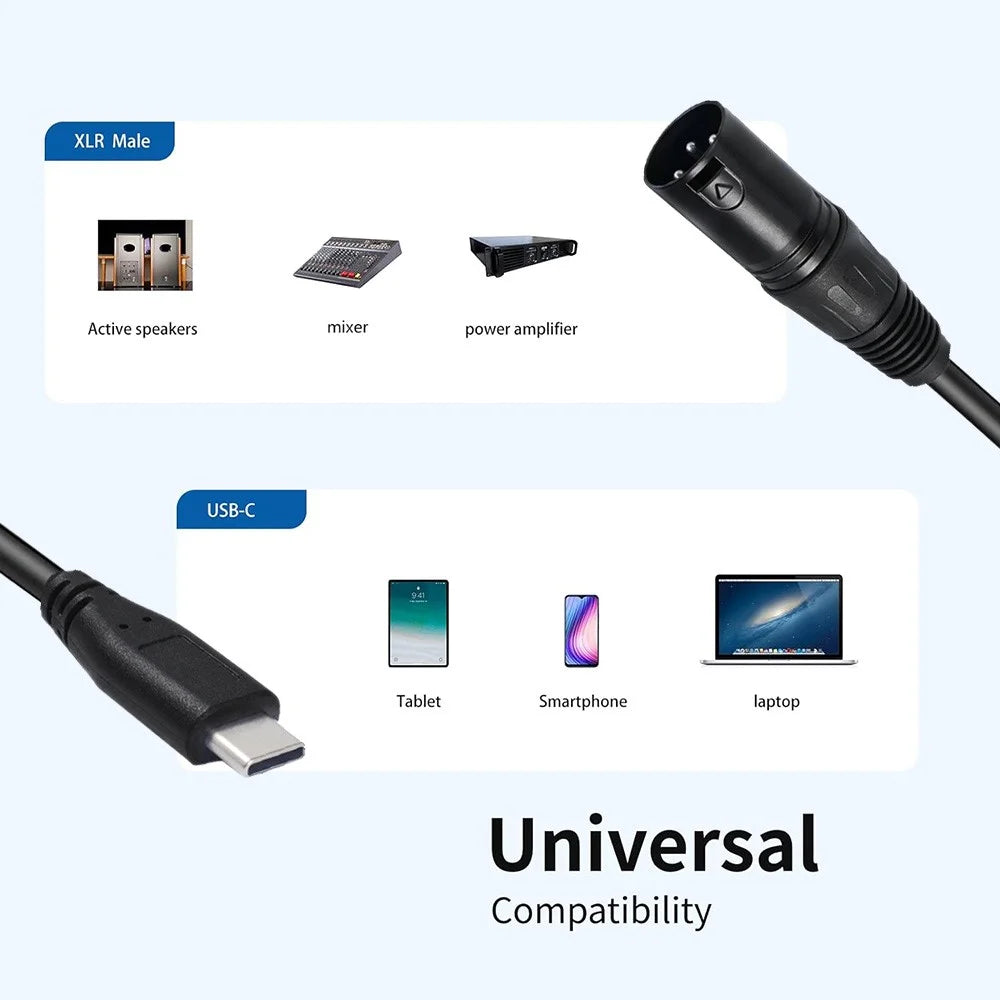 JUNSUNMAY 1m Type-C Male to Female XLR Microphone Audio Cable Adapter for Mobile Phone / Tablet / Laptop - 4