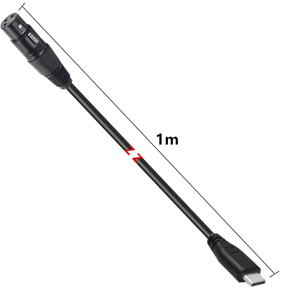 JUNSUNMAY 1m Type-C Male to Female XLR Microphone Audio Cable Adapter for Mobile Phone / Tablet / Laptop - 5