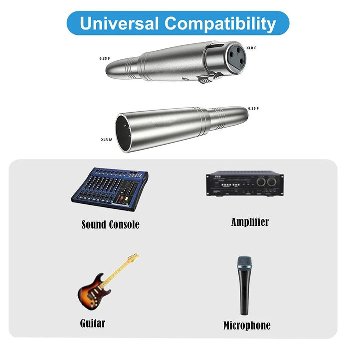 JUNSUNMAY 3-Pin XLR Male to 6.35mm Female Audio Adapter - 3
