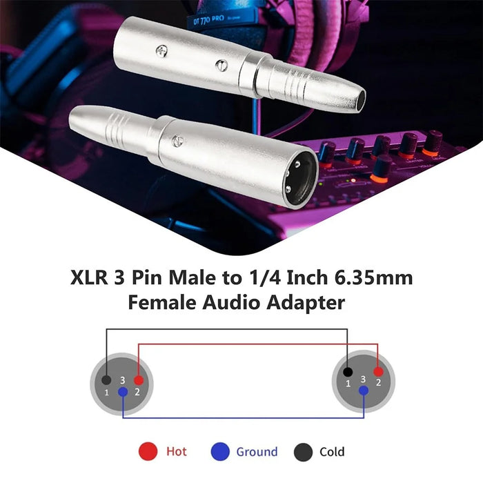 JUNSUNMAY 3-Pin XLR Male to 6.35mm Female Audio Adapter - 4