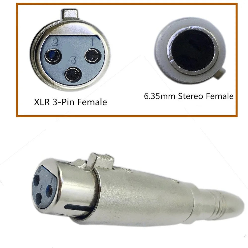 JUNSUNMAY XLR Female to Female 6.35mm TRS Audio Adapter Microphone Connector Audio Equipment Converter - 2