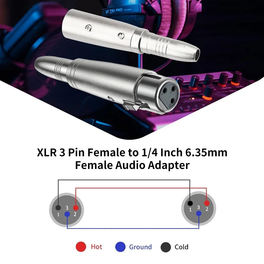 JUNSUNMAY XLR Female to Female 6.35mm TRS Audio Adapter Microphone Connector Audio Equipment Converter - 4