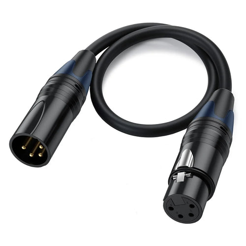 JUNSUNMAY 0.5m XLR Cable 4-Pin Male to Female Audio Adapter Extension Cord for Video Cameras / Stage Lights / Mixers - 1