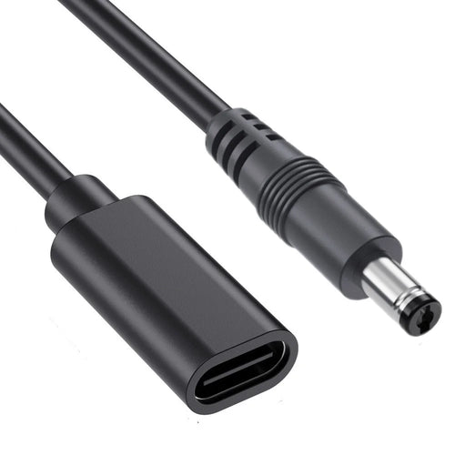 JUNSUNMAY 25cm Type-C Female to DC 5.5mm x 2.1mm Male Adapter Cable 5V 3A Power Extension Cord - 1