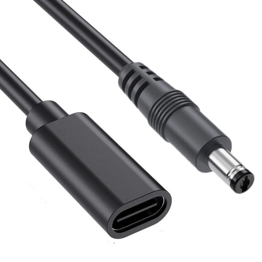 JUNSUNMAY 25cm Type-C Female to DC 5.5mm x 2.1mm Male Adapter Cable 5V 3A Power Extension Cord - 1